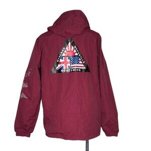 HYPLAND Worldwide Jacket Burgundy Hoodie Snaps Size Large Hypekills
